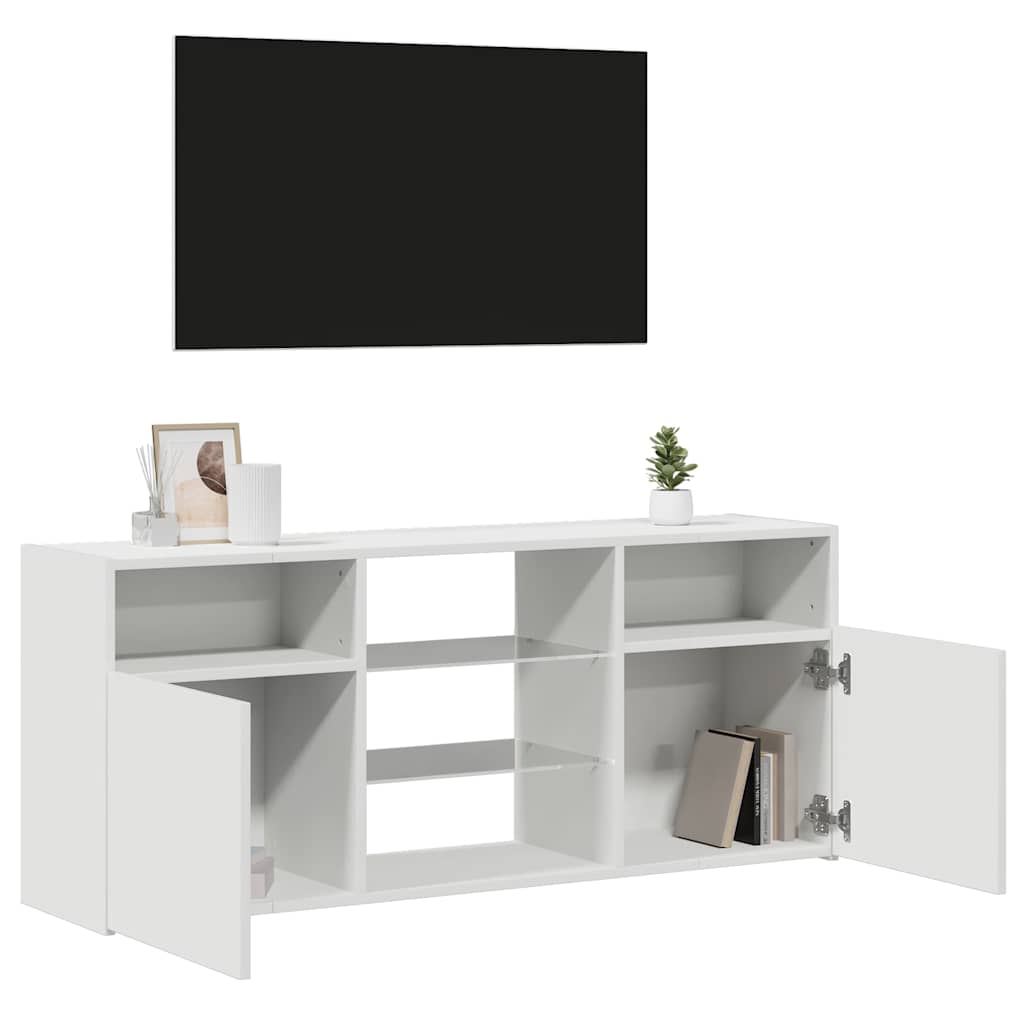 vidaXL Comodă TV cu lumini LED, alb extralucios, 120x30x50 cm