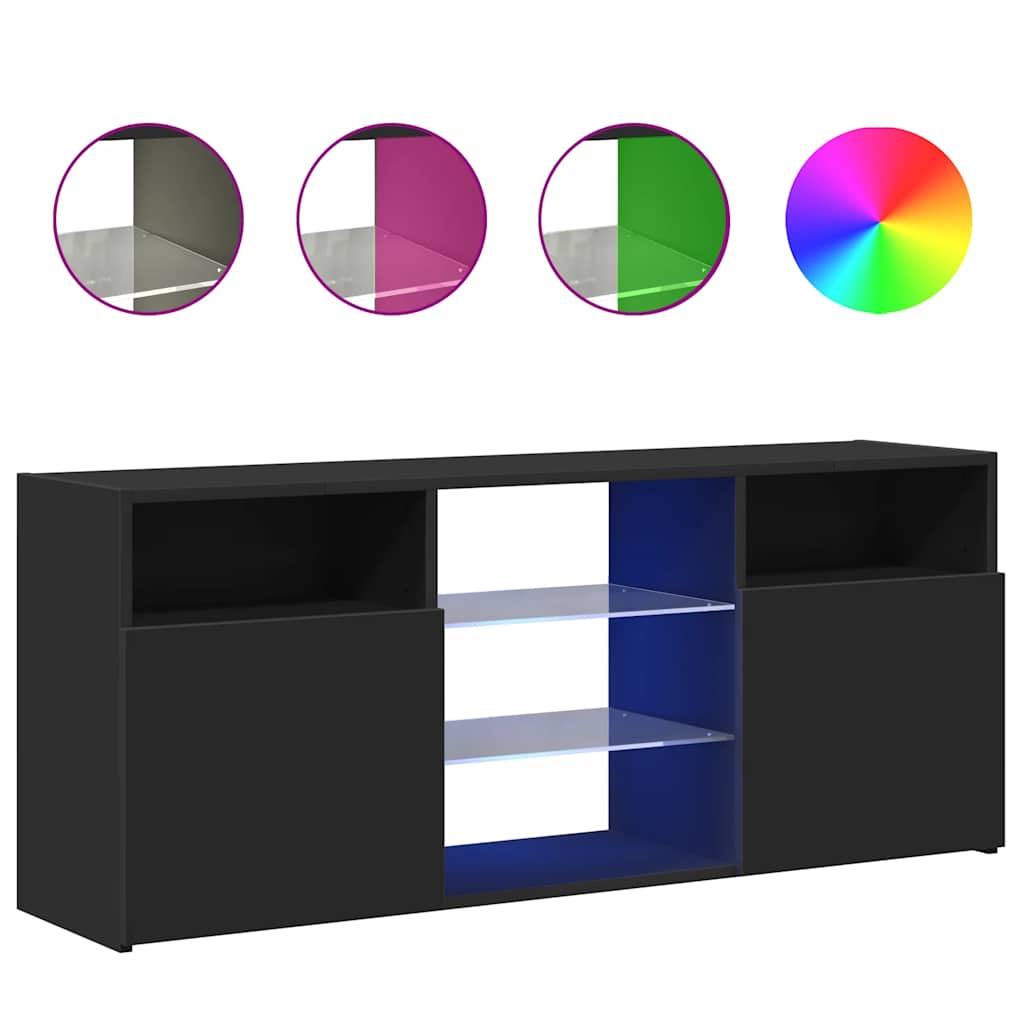 vidaXL Comodă TV cu lumini LED, negru, 120x30x50 cm