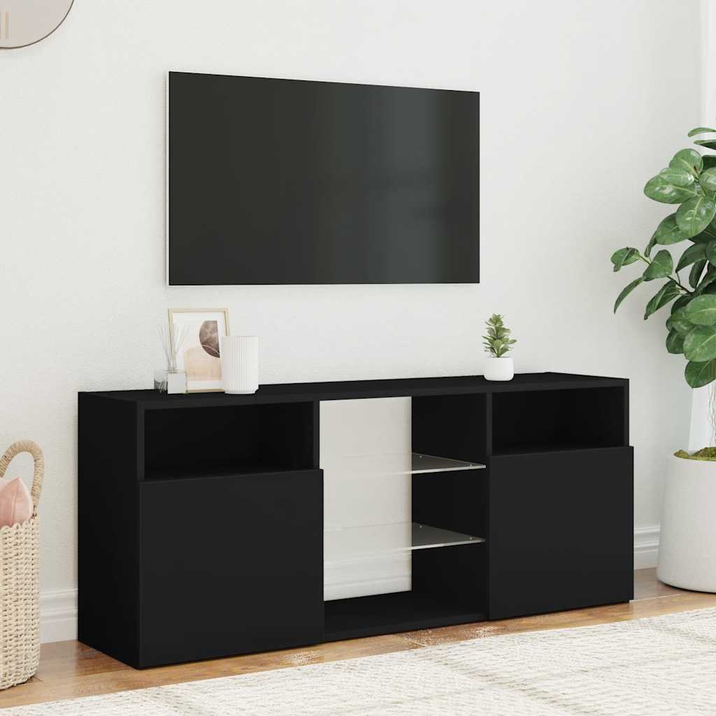 vidaXL Comodă TV cu lumini LED, negru, 120x30x50 cm