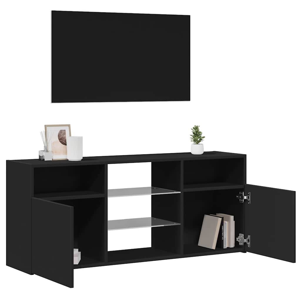vidaXL Comodă TV cu lumini LED, negru, 120x30x50 cm