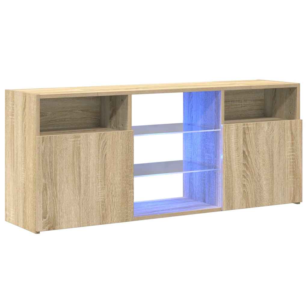 vidaXL Comodă TV cu lumini LED, stejar sonoma, 120x30x50 cm vidaXL Comodă TV cu lumini LED, stejar sonoma, 120x30x50 cm
