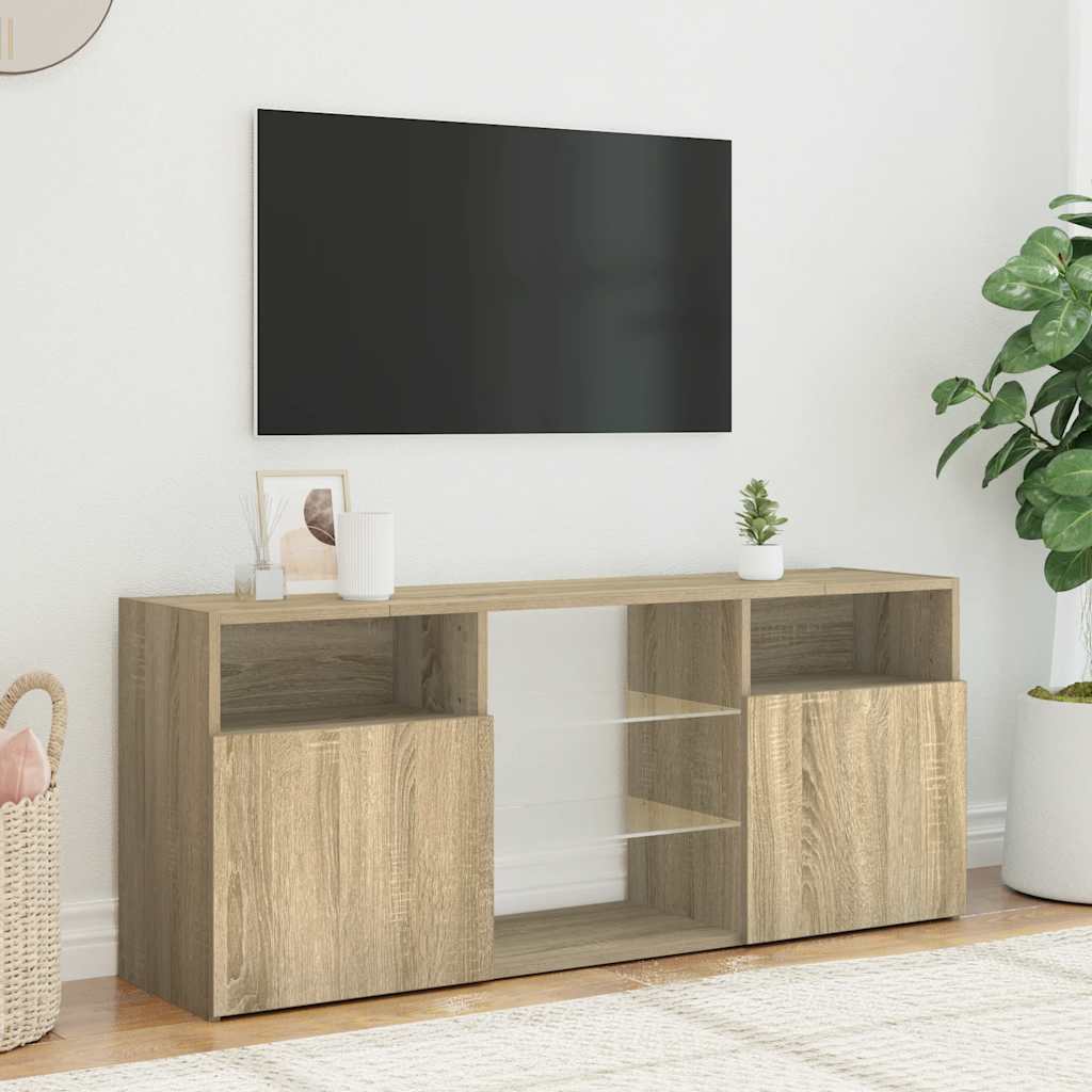 vidaXL Comodă TV cu lumini LED, stejar sonoma, 120x30x50 cm vidaXL Comodă TV cu lumini LED, stejar sonoma, 120x30x50 cm