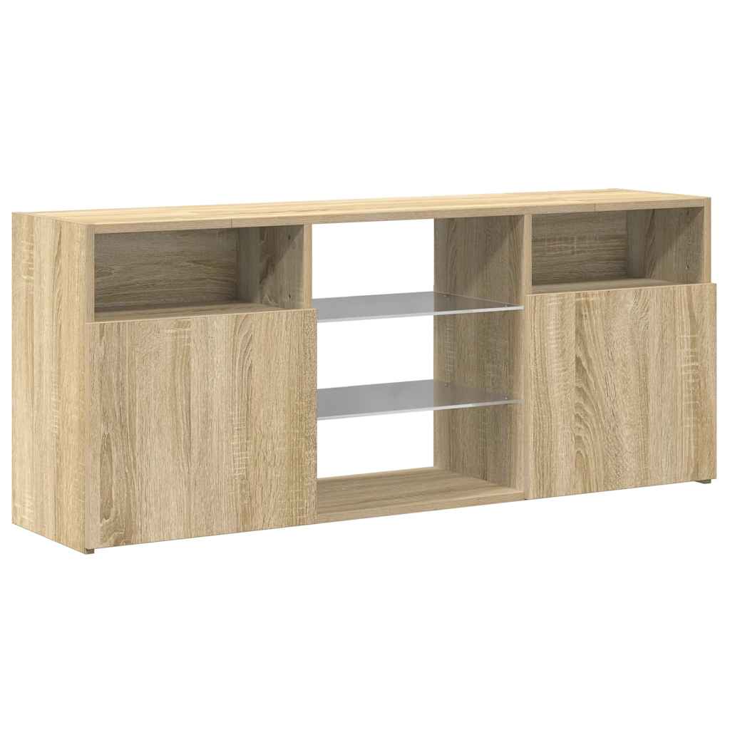 vidaXL Comodă TV cu lumini LED, stejar sonoma, 120x30x50 cm vidaXL Comodă TV cu lumini LED, stejar sonoma, 120x30x50 cm