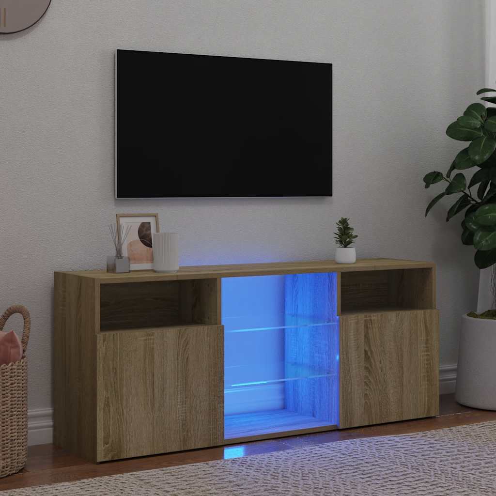 vidaXL Comodă TV cu lumini LED, stejar sonoma, 120x30x50 cm vidaXL Comodă TV cu lumini LED, stejar sonoma, 120x30x50 cm