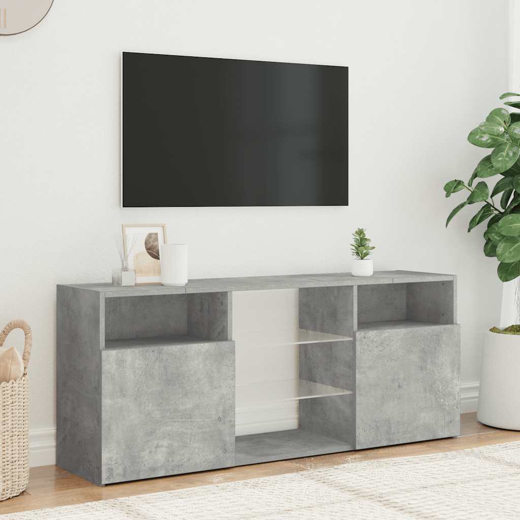 vidaXL Comodă TV cu lumini LED, gri beton, 120x30x50 cm