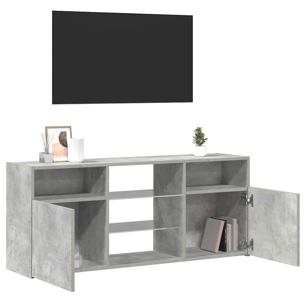 vidaXL Comodă TV cu lumini LED, gri beton, 120x30x50 cm