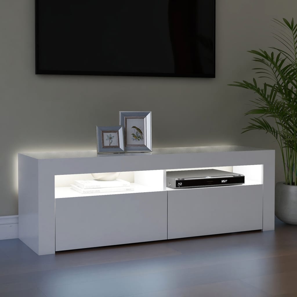 vidaXL Comodă TV cu lumini LED, alb, 120x35x40 cm vidaXL Comodă TV cu lumini LED, alb, 120x35x40 cm