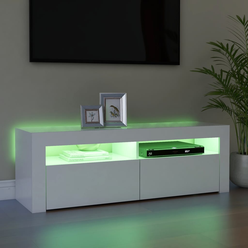 vidaXL Comodă TV cu lumini LED, alb, 120x35x40 cm vidaXL Comodă TV cu lumini LED, alb, 120x35x40 cm