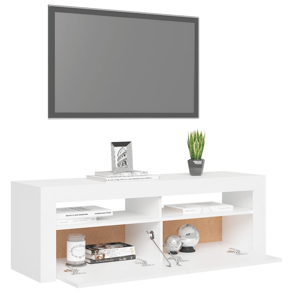 vidaXL Comodă TV cu lumini LED, alb, 120x35x40 cm vidaXL Comodă TV cu lumini LED, alb, 120x35x40 cm