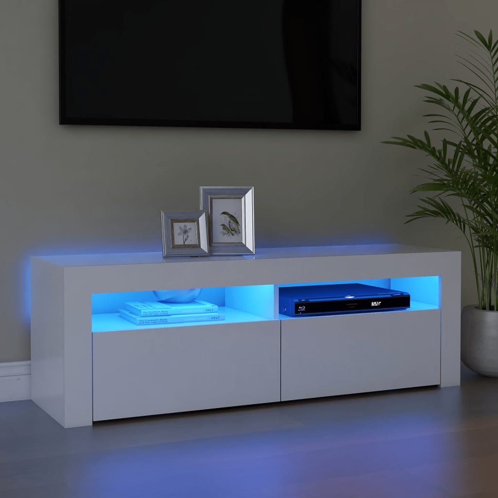 vidaXL Comodă TV cu lumini LED, alb, 120x35x40 cm vidaXL Comodă TV cu lumini LED, alb, 120x35x40 cm