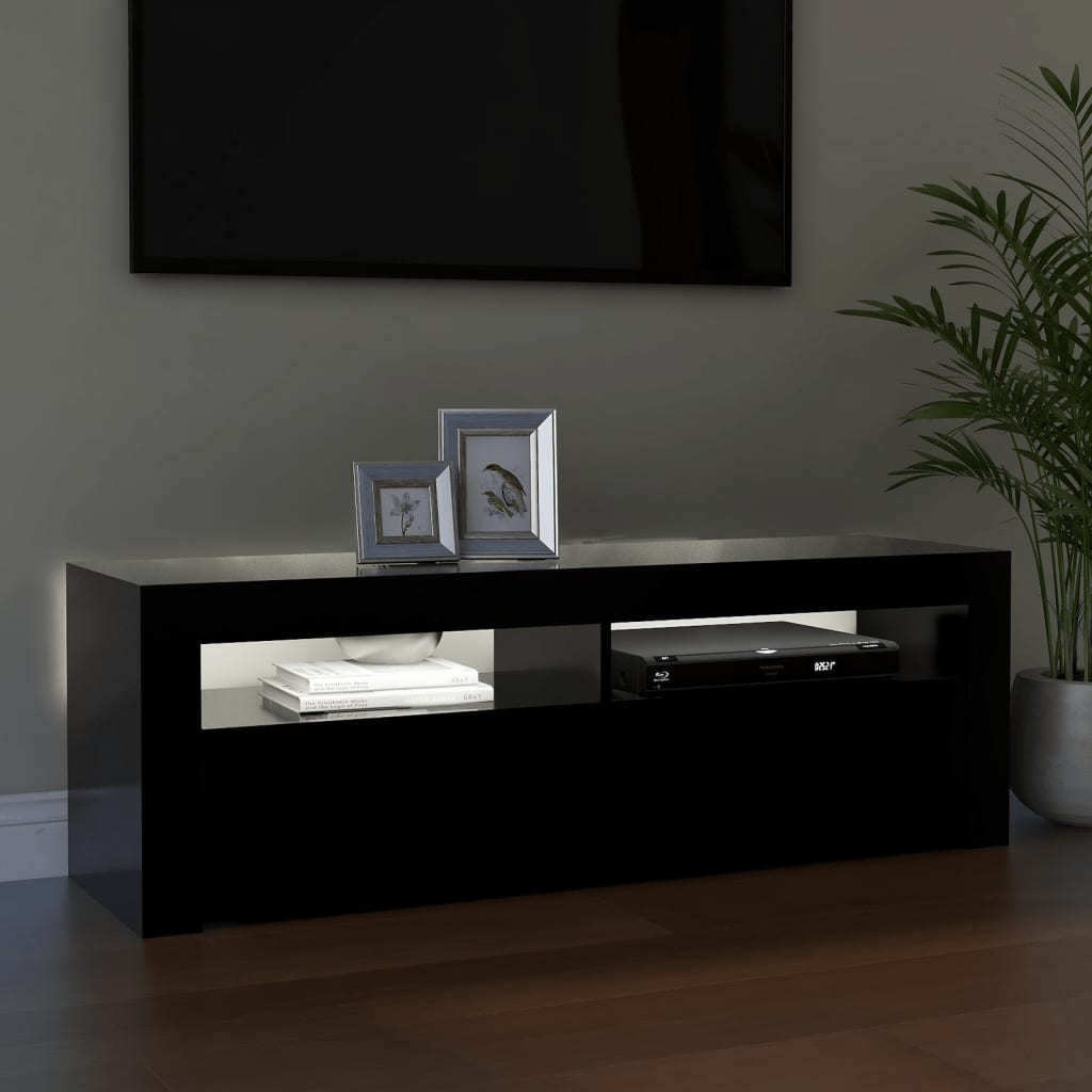 vidaXL Comodă TV cu lumini LED, negru, 120x35x40 cm