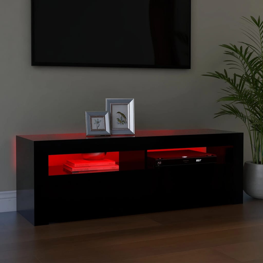 vidaXL Comodă TV cu lumini LED, negru, 120x35x40 cm