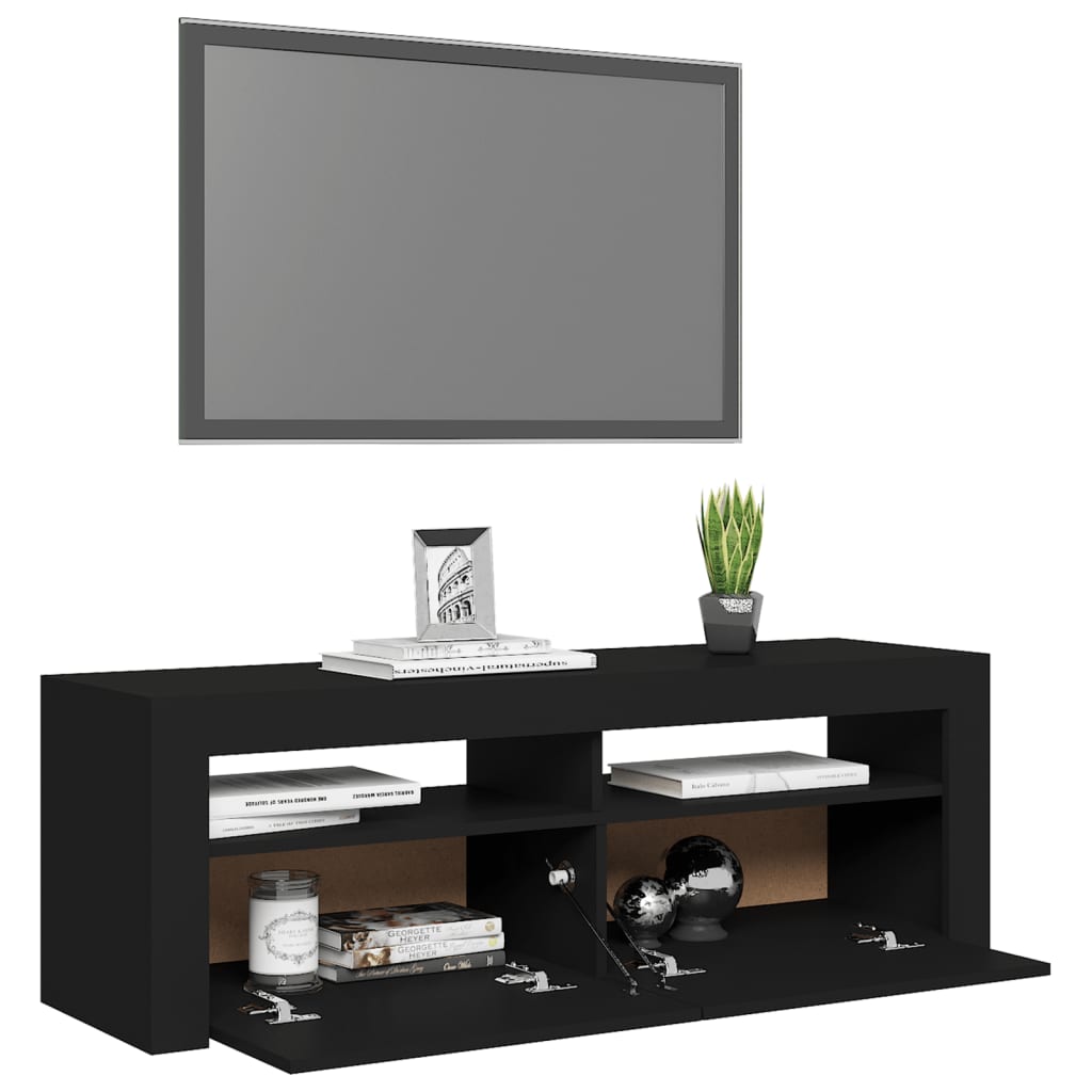 vidaXL Comodă TV cu lumini LED, negru, 120x35x40 cm