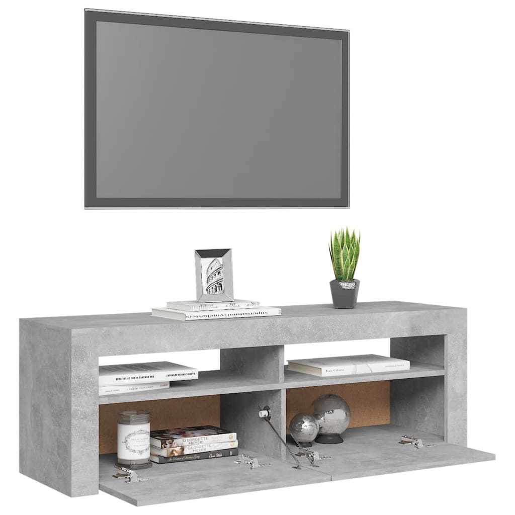 vidaXL Comodă TV cu lumini LED, gri beton, 120x35x40 cm vidaXL Comodă TV cu lumini LED, gri beton, 120x35x40 cm