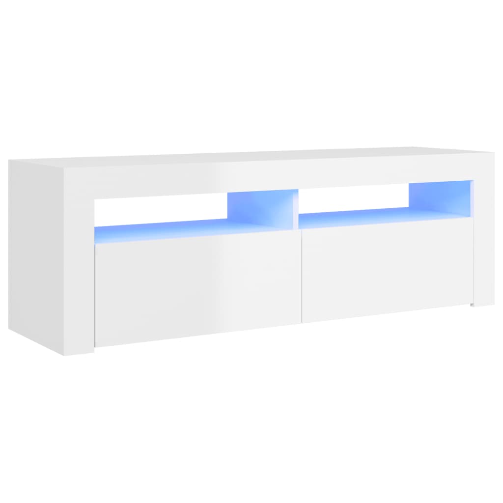 vidaXL Comodă TV cu lumini LED, alb extralucios, 120x35x40 cm vidaXL Comodă TV cu lumini LED, alb extralucios, 120x35x40 cm