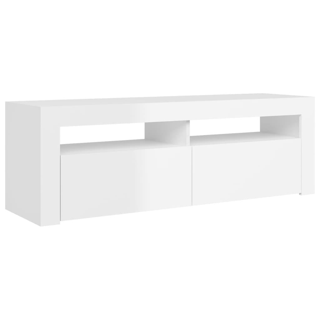 vidaXL Comodă TV cu lumini LED, alb extralucios, 120x35x40 cm vidaXL Comodă TV cu lumini LED, alb extralucios, 120x35x40 cm