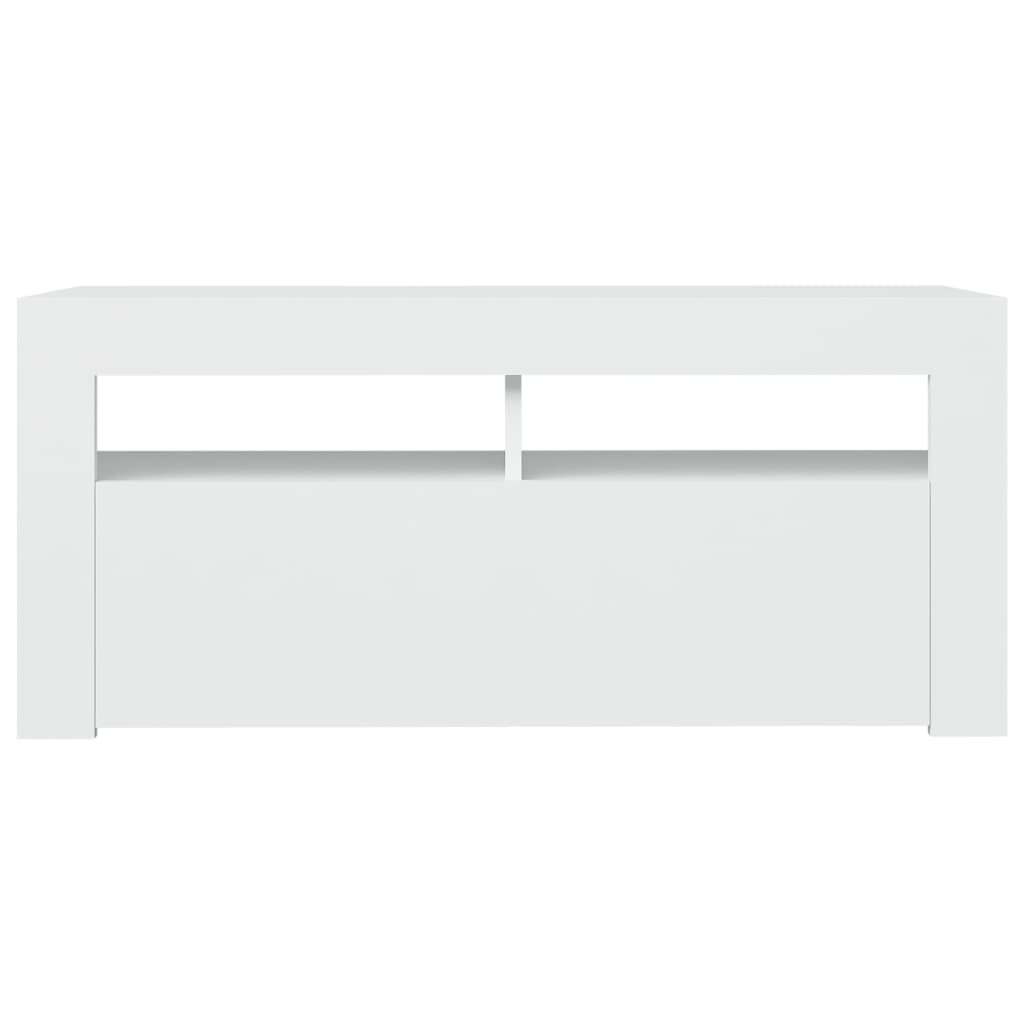 vidaXL Comodă TV cu lumini LED, alb, 90x35x40 cm vidaXL Comodă TV cu lumini LED, alb, 90x35x40 cm