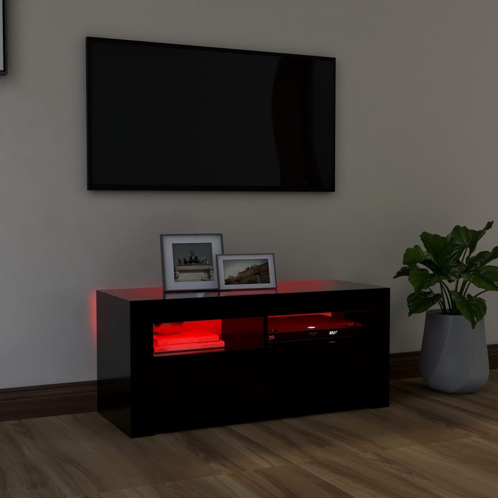 vidaXL Comodă TV cu lumini LED, negru, 90x35x40 cm vidaXL Comodă TV cu lumini LED, negru, 90x35x40 cm
