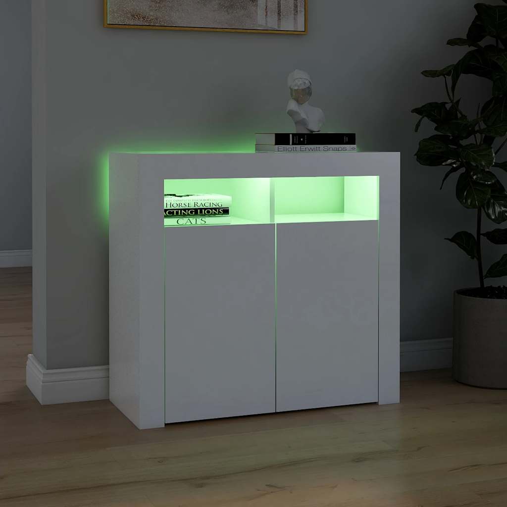 vidaXL Servantă cu lumini LED, alb, 80x35x75 cm vidaXL Servantă cu lumini LED, alb, 80x35x75 cm