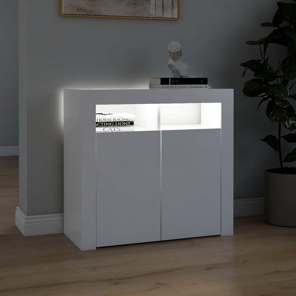 vidaXL Servantă cu lumini LED, alb, 80x35x75 cm vidaXL Servantă cu lumini LED, alb, 80x35x75 cm