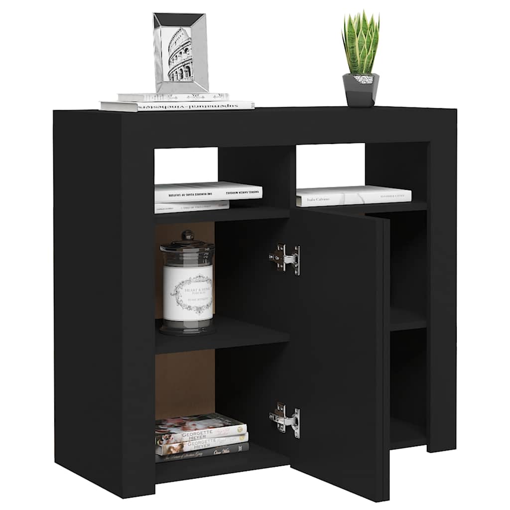 vidaXL Servantă cu lumini LED, negru, 80x35x75 cm vidaXL Servantă cu lumini LED, negru, 80x35x75 cm