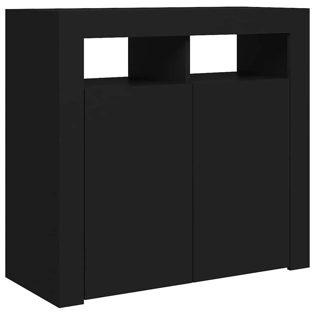 vidaXL Servantă cu lumini LED, negru, 80x35x75 cm vidaXL Servantă cu lumini LED, negru, 80x35x75 cm