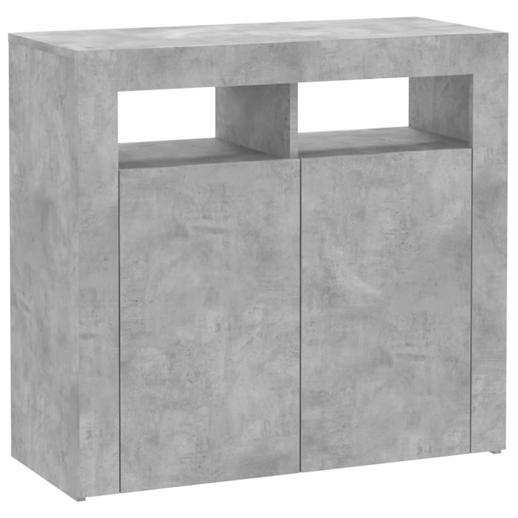 vidaXL Servantă cu lumini LED, gri beton, 80x35x75 cm