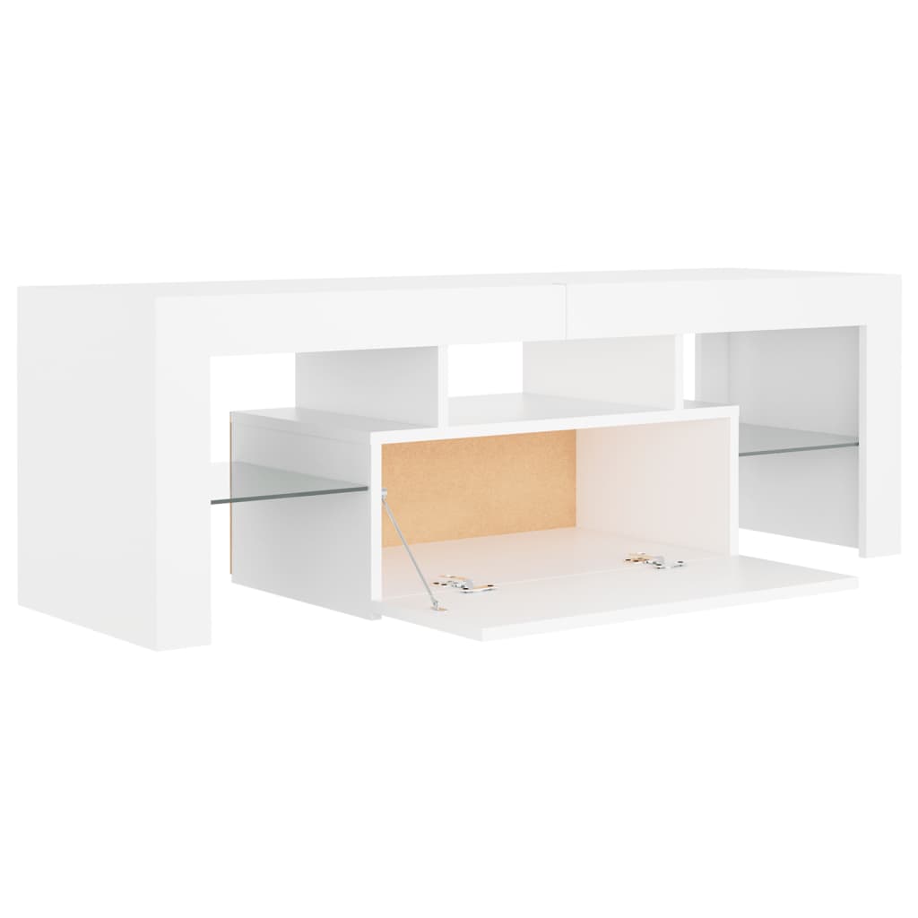 vidaXL Comodă TV cu lumini LED, alb, 120x35x40 cm