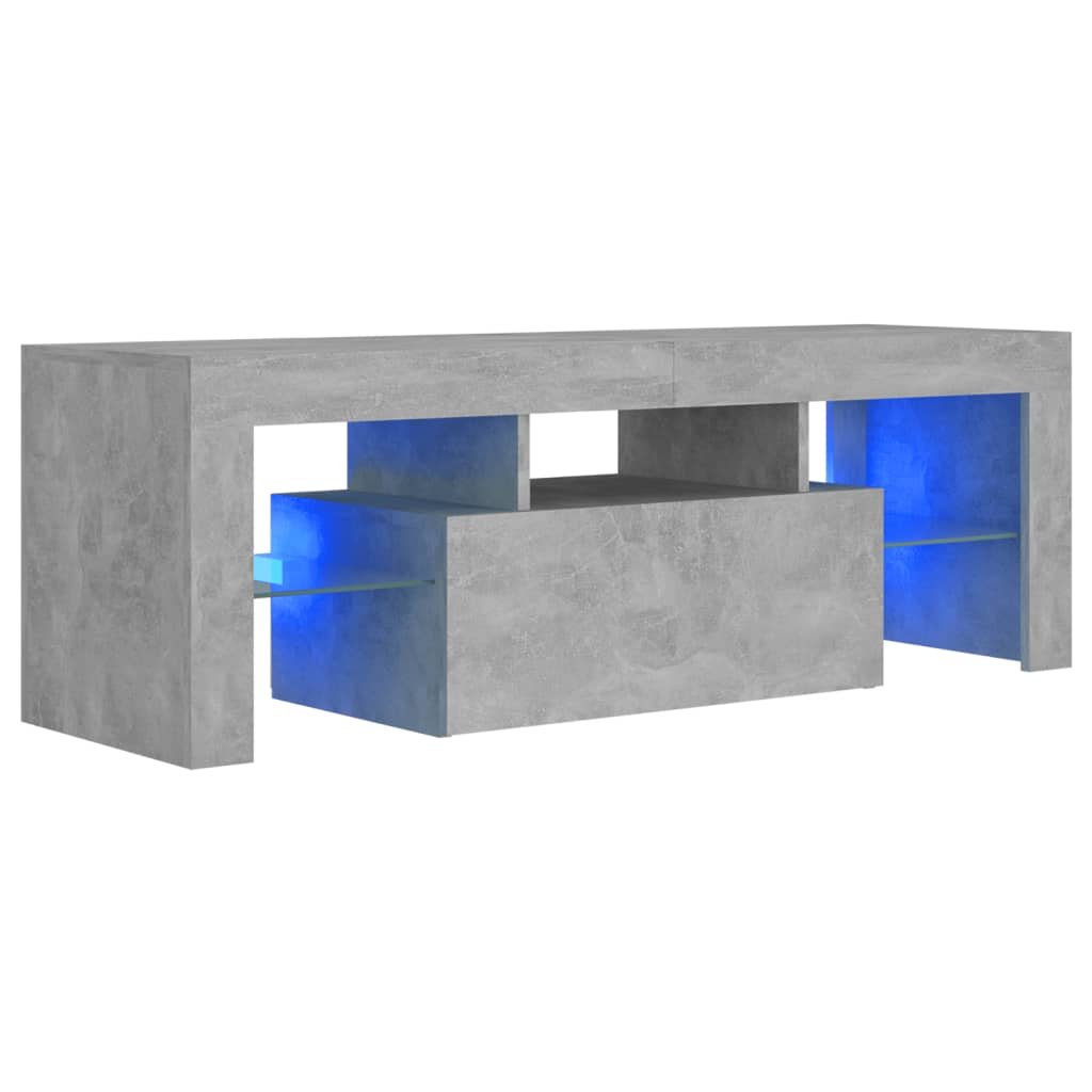 vidaXL Comodă TV cu lumini LED, gri beton, 120x35x40 cm vidaXL Comodă TV cu lumini LED, gri beton, 120x35x40 cm