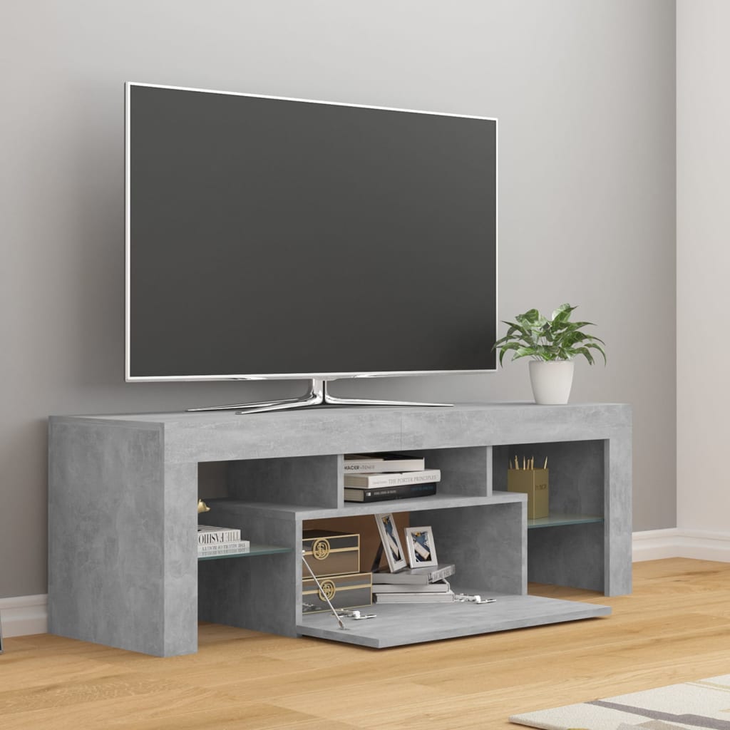 vidaXL Comodă TV cu lumini LED, gri beton, 120x35x40 cm vidaXL Comodă TV cu lumini LED, gri beton, 120x35x40 cm