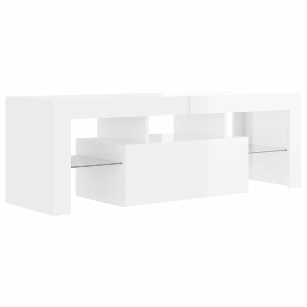 vidaXL Comodă TV cu lumini LED, alb extralucios, 120x35x40 cm vidaXL Comodă TV cu lumini LED, alb extralucios, 120x35x40 cm