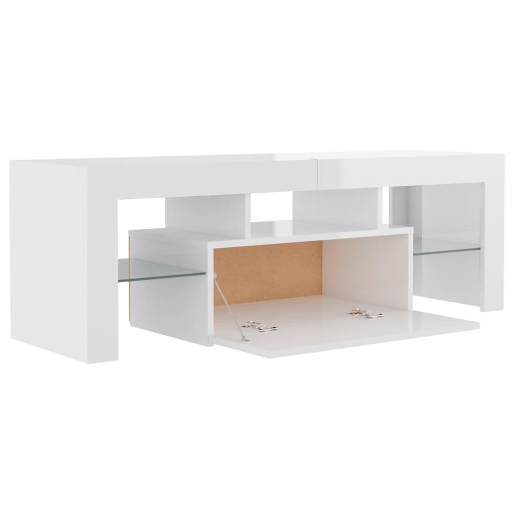 vidaXL Comodă TV cu lumini LED, alb extralucios, 120x35x40 cm vidaXL Comodă TV cu lumini LED, alb extralucios, 120x35x40 cm
