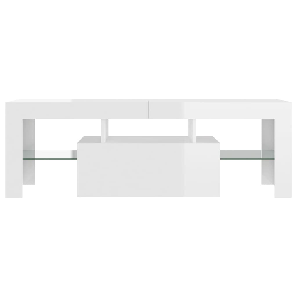 vidaXL Comodă TV cu lumini LED, alb extralucios, 120x35x40 cm vidaXL Comodă TV cu lumini LED, alb extralucios, 120x35x40 cm