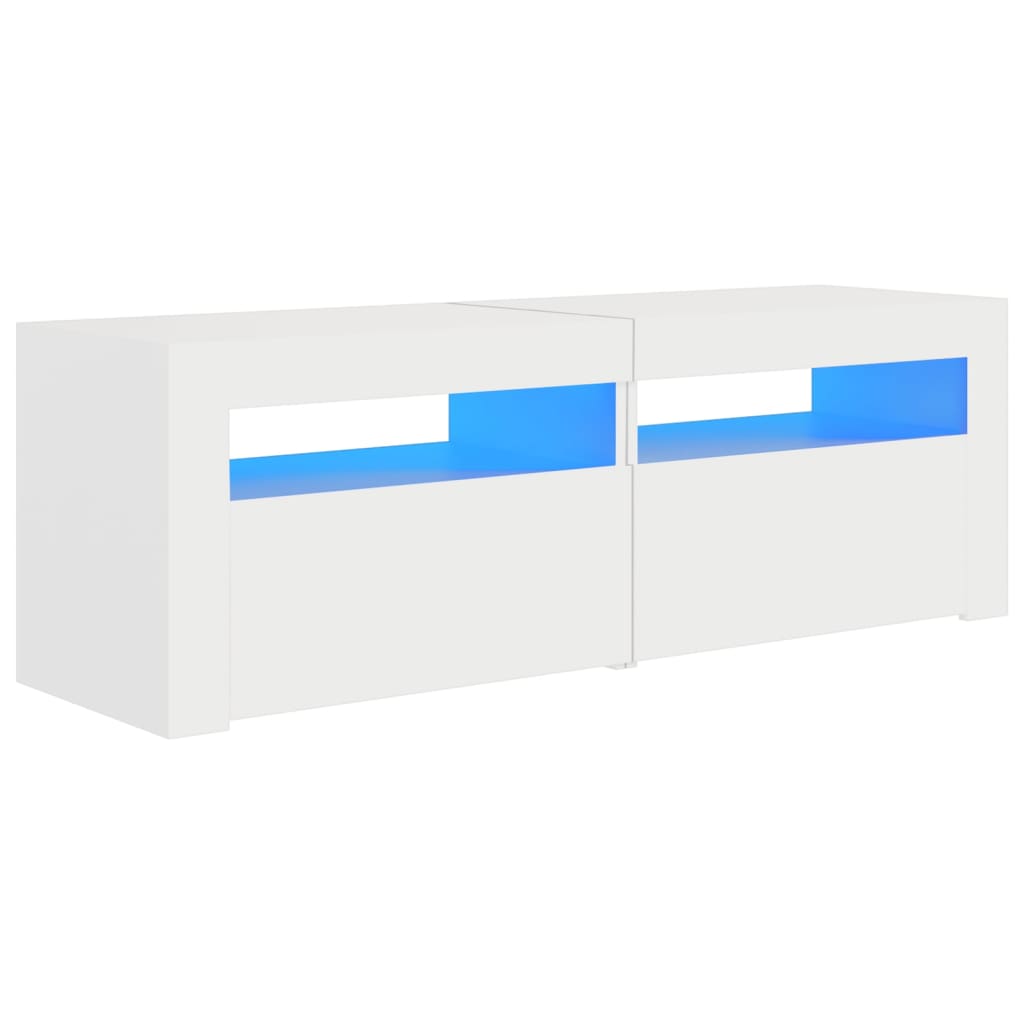 vidaXL Comodă TV cu lumini LED, alb, 120x35x40 cm