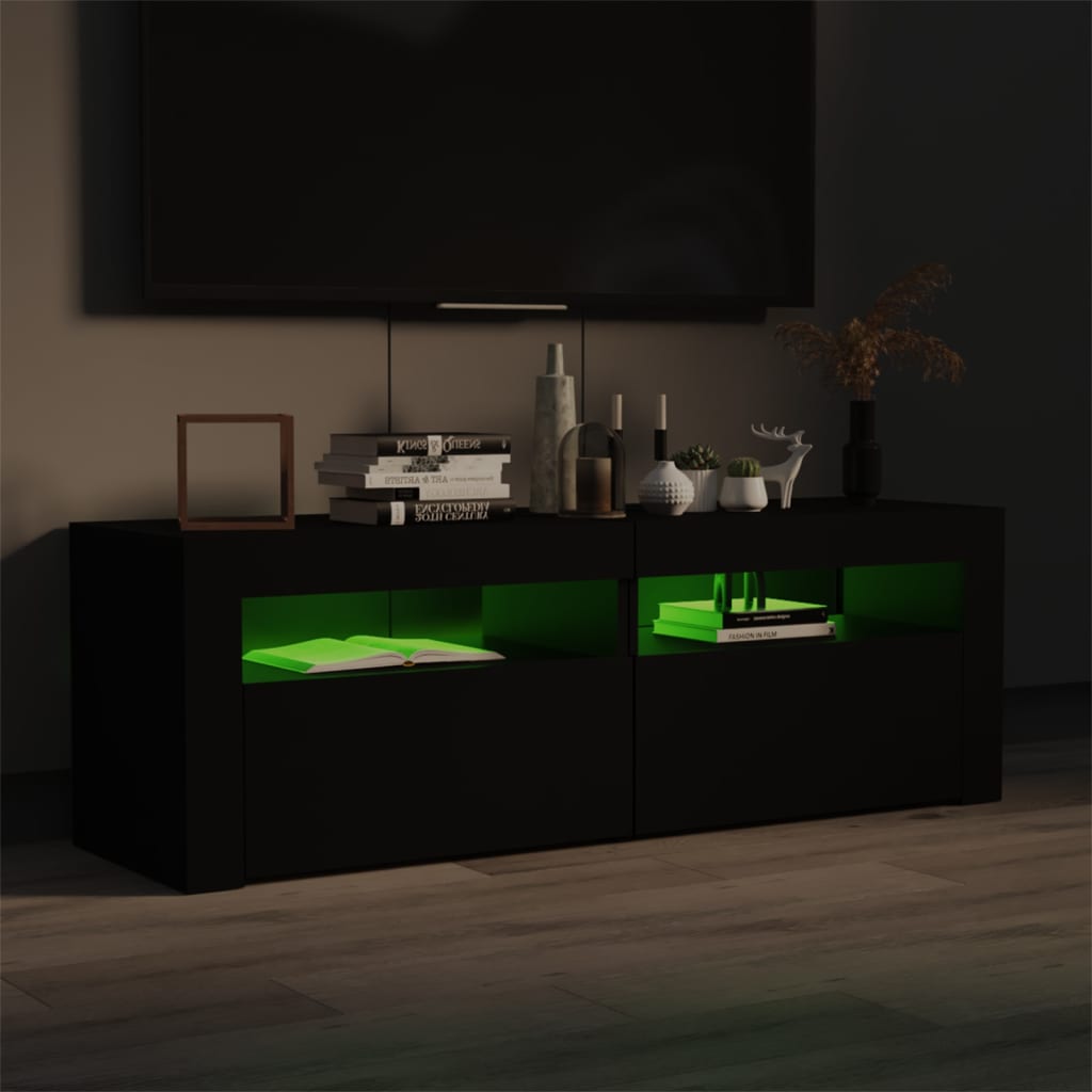 vidaXL Comodă TV cu lumini LED, negru, 120x35x40 cm vidaXL Comodă TV cu lumini LED, negru, 120x35x40 cm