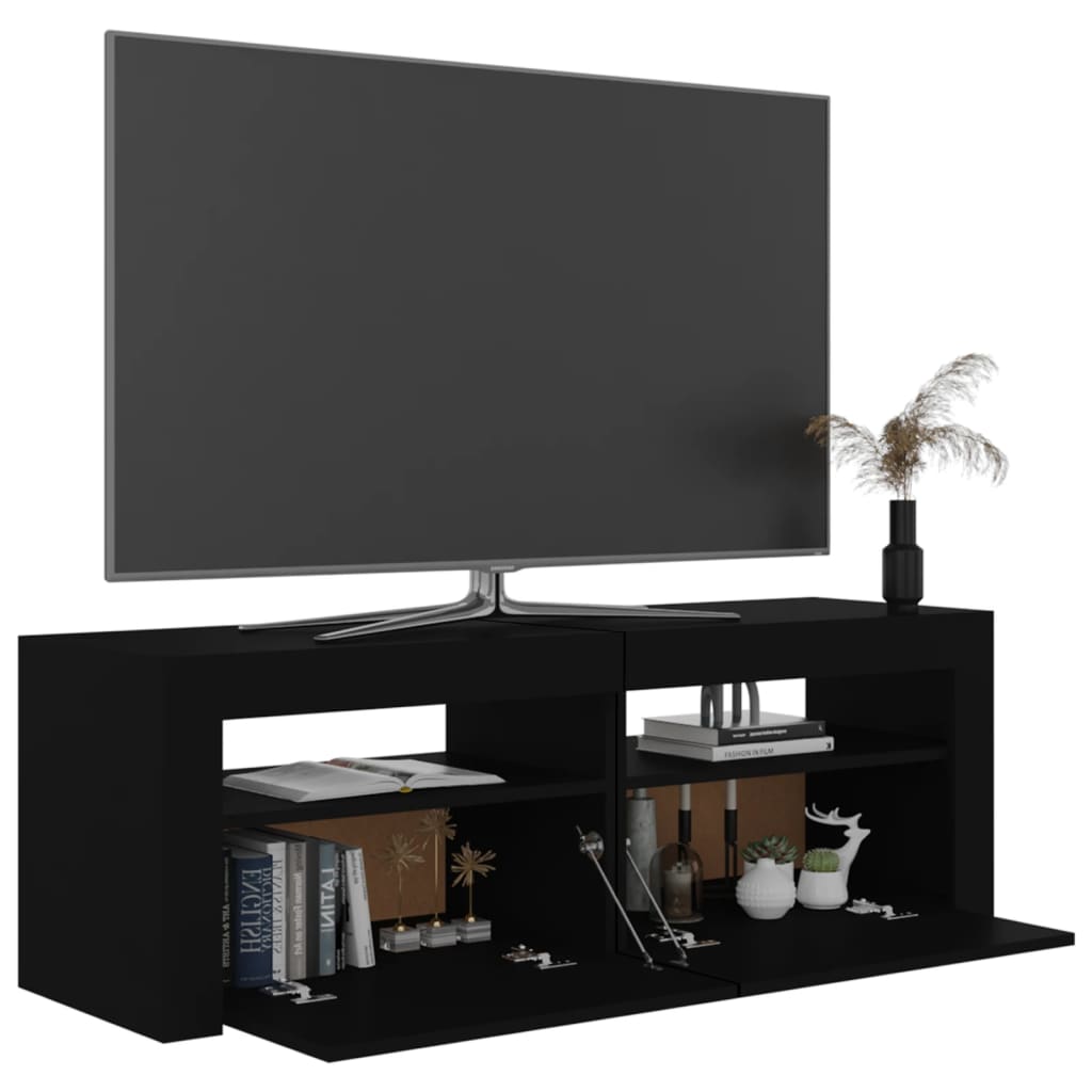 vidaXL Comodă TV cu lumini LED, negru, 120x35x40 cm vidaXL Comodă TV cu lumini LED, negru, 120x35x40 cm