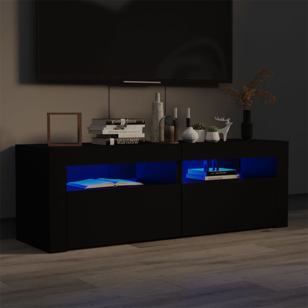 vidaXL Comodă TV cu lumini LED, negru, 120x35x40 cm vidaXL Comodă TV cu lumini LED, negru, 120x35x40 cm