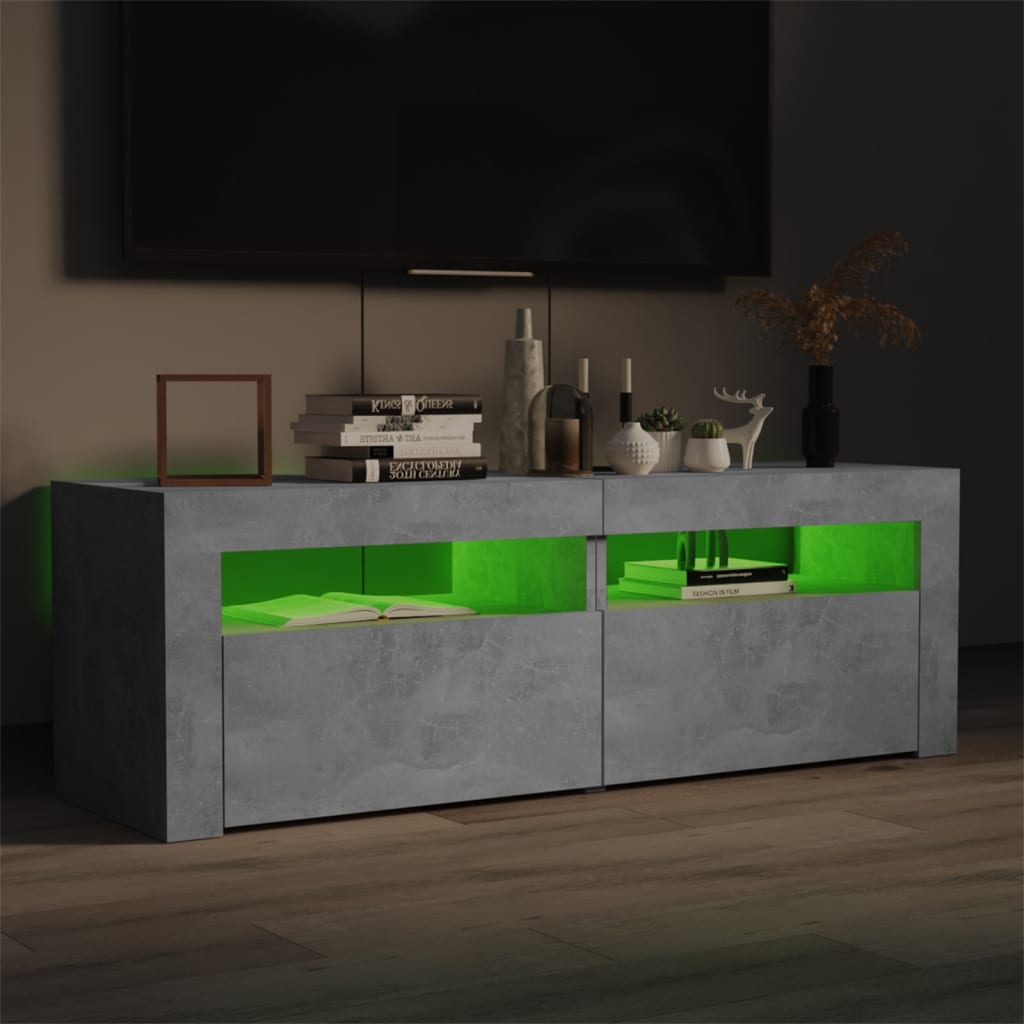 vidaXL Comodă TV cu lumini LED, gri beton, 120x35x40 cm vidaXL Comodă TV cu lumini LED, gri beton, 120x35x40 cm