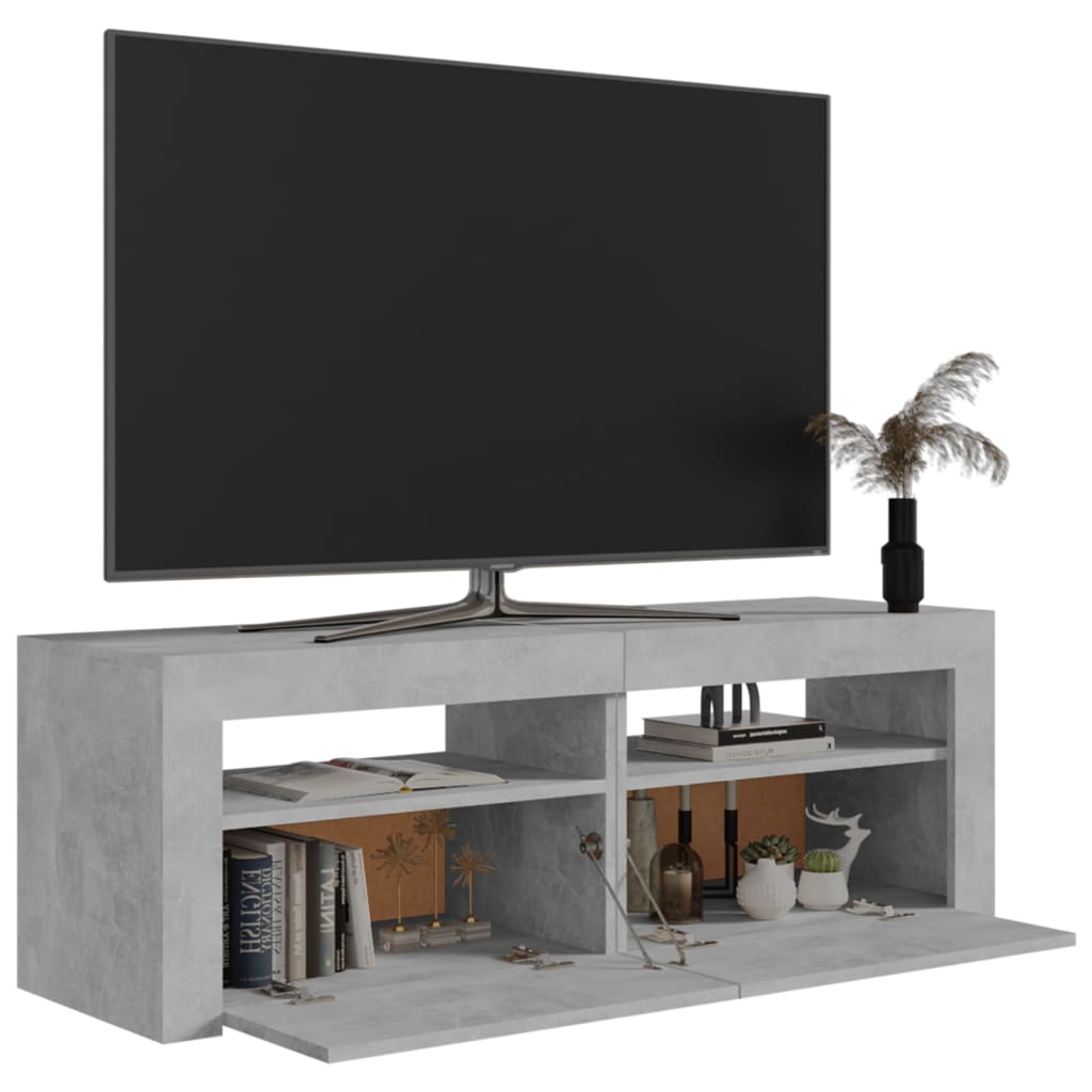 vidaXL Comodă TV cu lumini LED, gri beton, 120x35x40 cm vidaXL Comodă TV cu lumini LED, gri beton, 120x35x40 cm