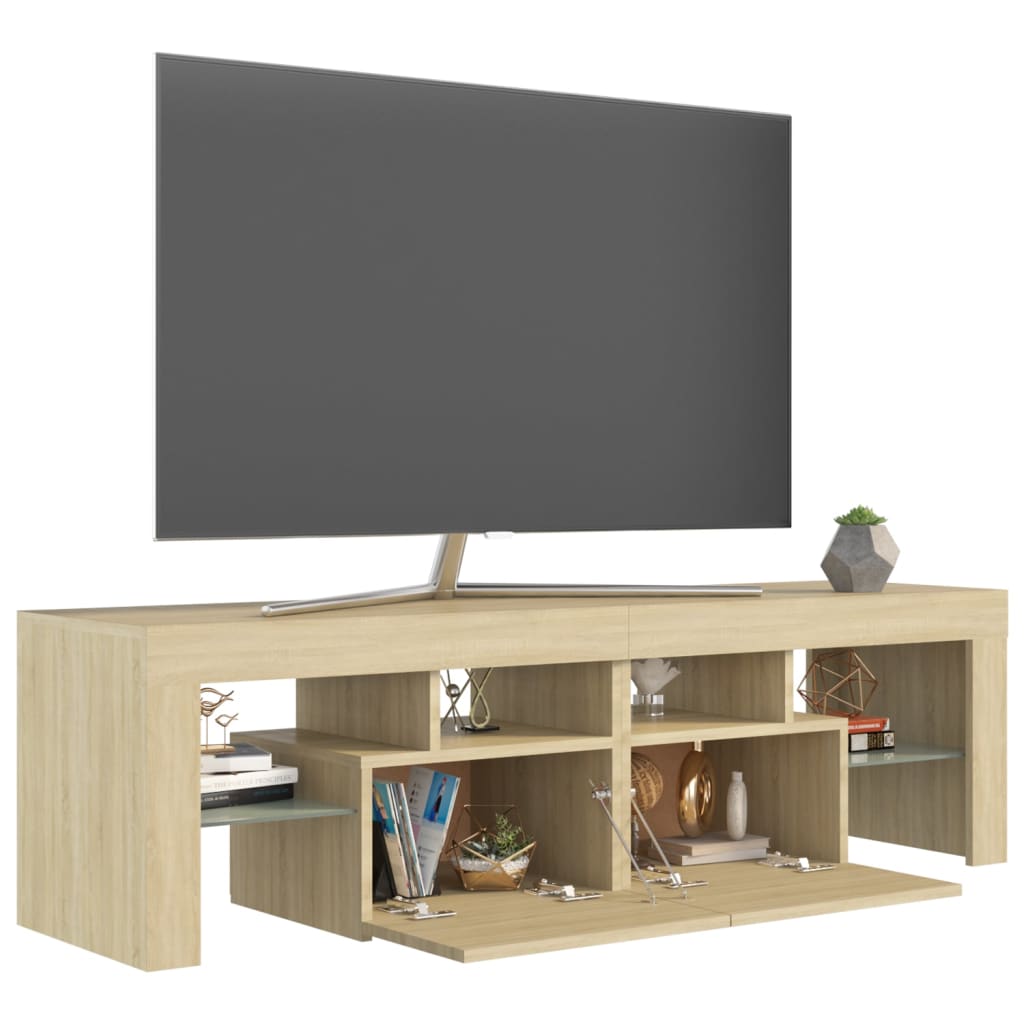 vidaXL Comodă TV cu lumini LED, stejar sonoma, 140x36,5x40 cm