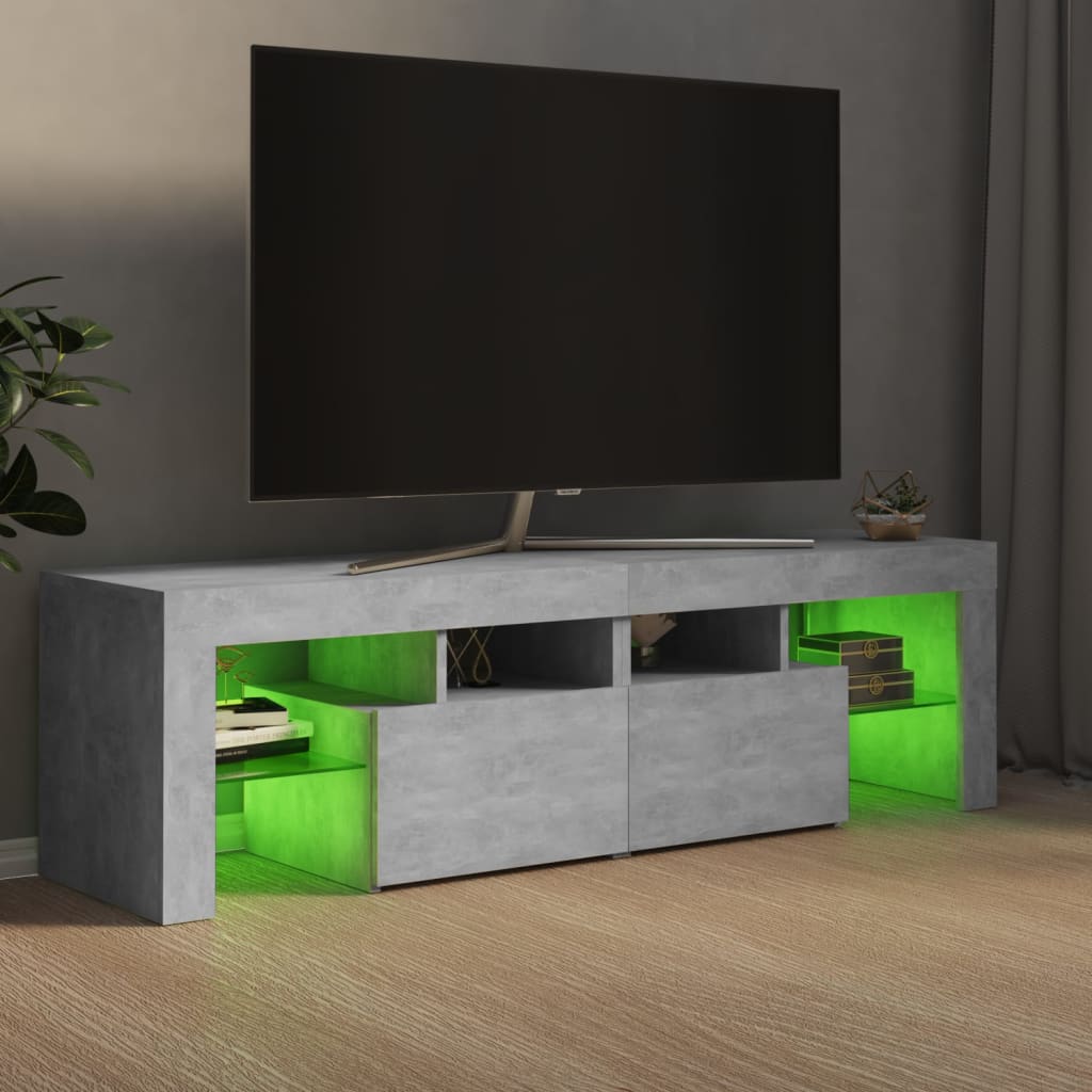 vidaXL Comodă TV cu lumini LED, gri beton, 140x36,5x40 cm vidaXL Comodă TV cu lumini LED, gri beton, 140x36,5x40 cm