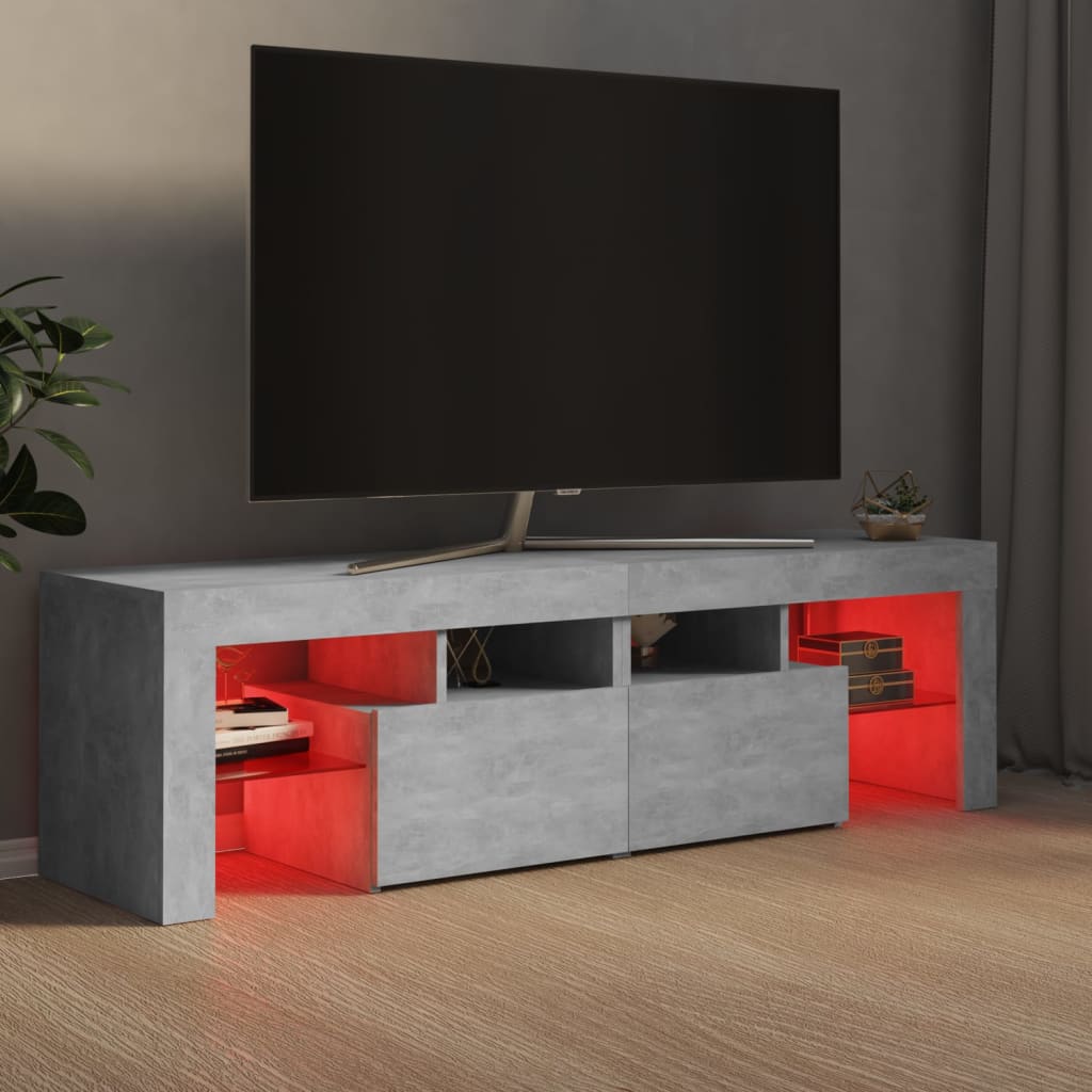 vidaXL Comodă TV cu lumini LED, gri beton, 140x36,5x40 cm vidaXL Comodă TV cu lumini LED, gri beton, 140x36,5x40 cm