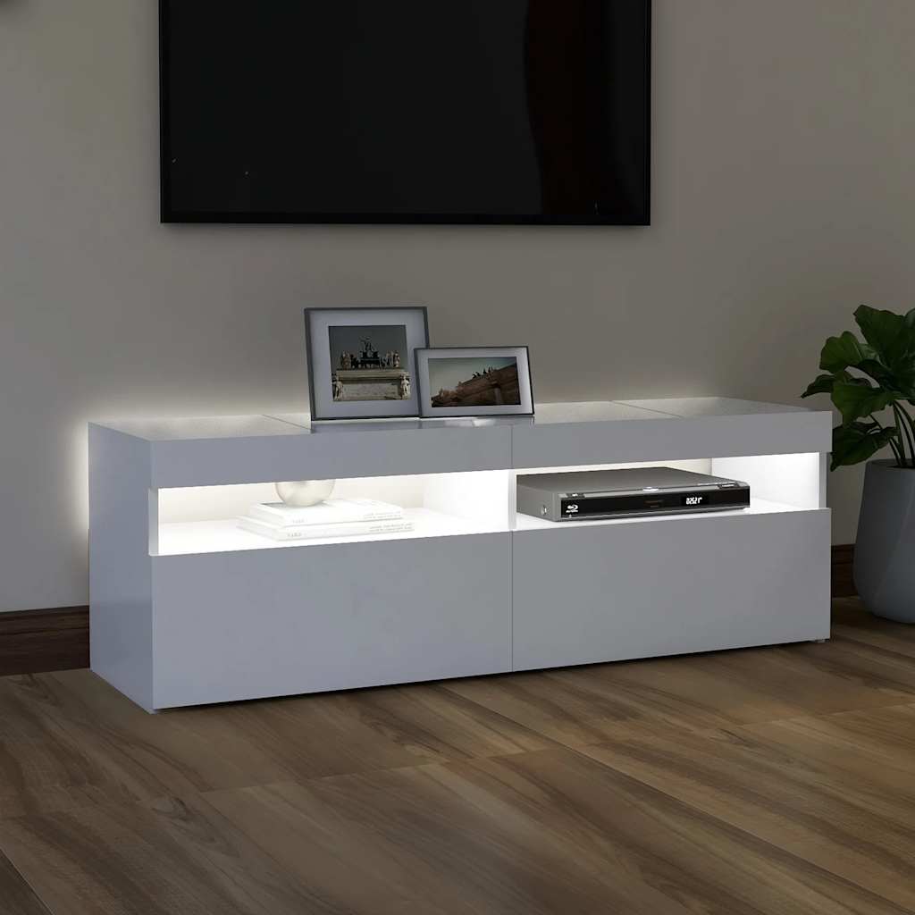 vidaXL Comodă TV cu lumini LED, alb, 120x35x40 cm vidaXL Comodă TV cu lumini LED, alb, 120x35x40 cm