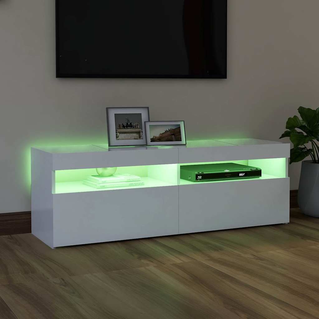 vidaXL Comodă TV cu lumini LED, alb, 120x35x40 cm vidaXL Comodă TV cu lumini LED, alb, 120x35x40 cm