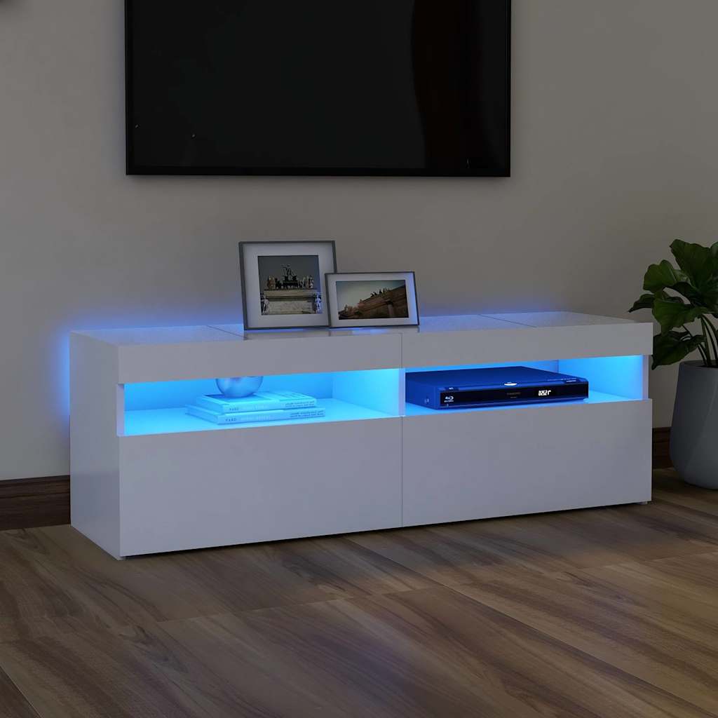 vidaXL Comodă TV cu lumini LED, alb, 120x35x40 cm vidaXL Comodă TV cu lumini LED, alb, 120x35x40 cm