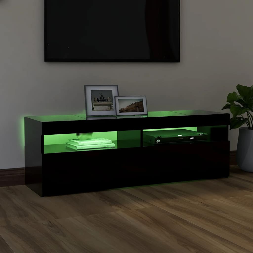 vidaXL Comodă TV cu lumini LED, negru, 120x35x40 cm vidaXL Comodă TV cu lumini LED, negru, 120x35x40 cm
