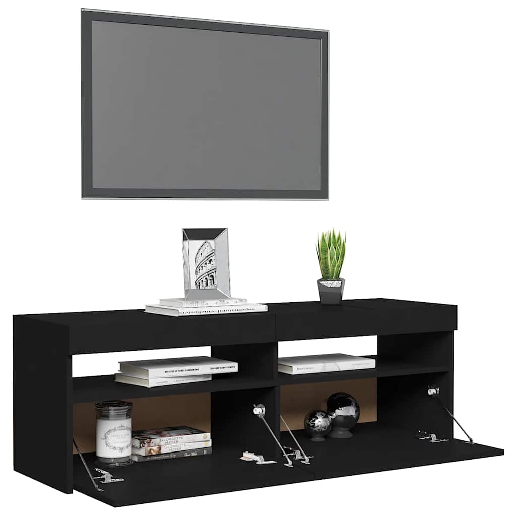 vidaXL Comodă TV cu lumini LED, negru, 120x35x40 cm vidaXL Comodă TV cu lumini LED, negru, 120x35x40 cm