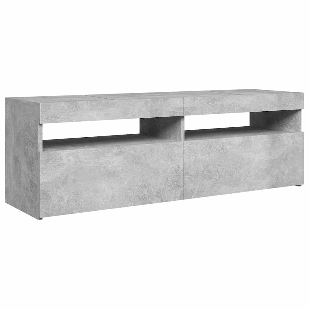 vidaXL Comodă TV cu lumini LED, gri beton, 120x35x40 cm vidaXL Comodă TV cu lumini LED, gri beton, 120x35x40 cm