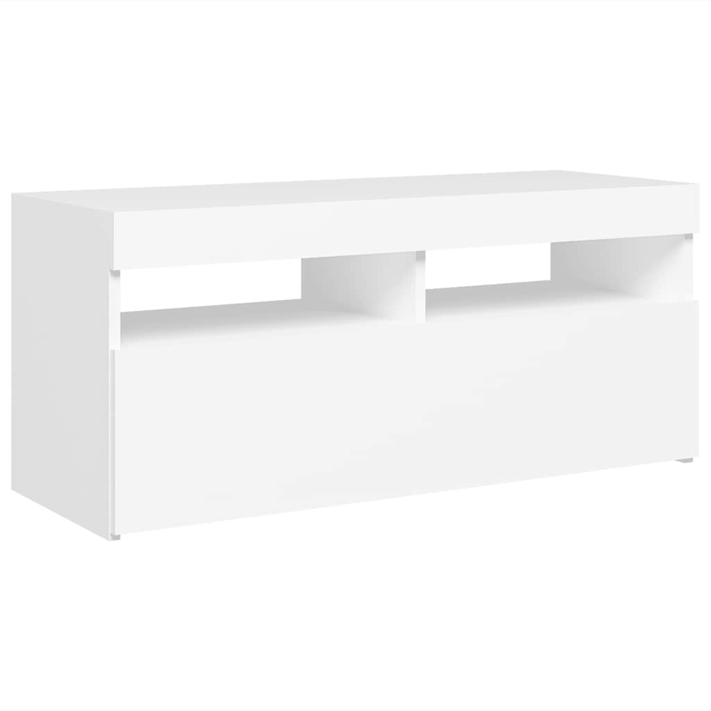 vidaXL Comodă TV cu lumini LED, alb, 90x35x40 cm vidaXL Comodă TV cu lumini LED, alb, 90x35x40 cm