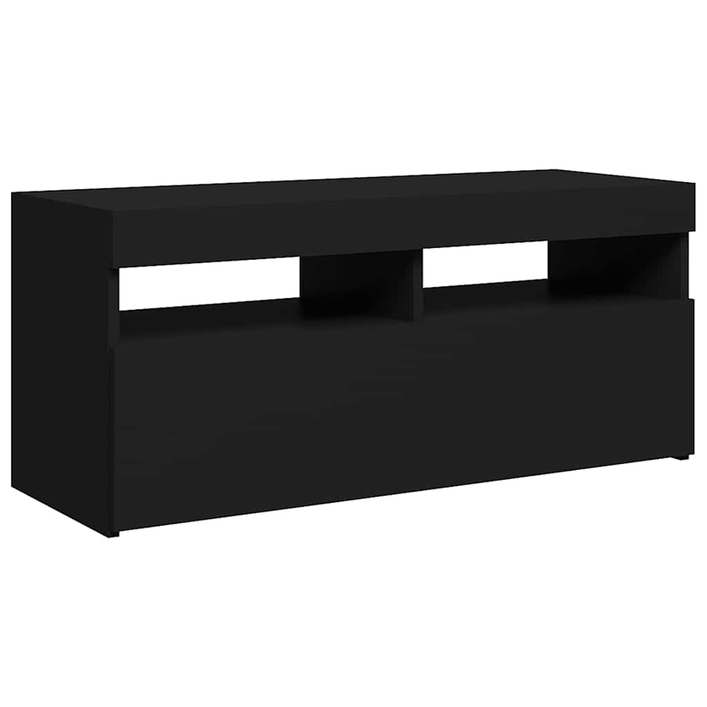 vidaXL Comodă TV cu lumini LED, negru, 90x35x40 cm